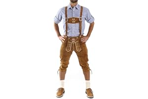 Cuir Craft Mens Traditional German Bavarian Lederhosen Oktoberfest Light Brown Lederhosen