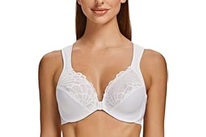 MELENECA Biustonosze Damskie na Fiszbinach bez Podszewki i Koronki Zapinane z Przodu