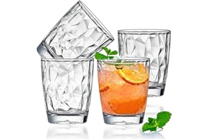 E-GREETSHOPPING Plastic Tumblers, 300ml Unbreakable Tumblers Cocktail Glasses, Reusable Water Cups Acrylic Drinking Glasses, 10 Oz Portable Drinkware Water Tumblers for Juice, Beer, Milk Picnic Party Camping, 4 Pack