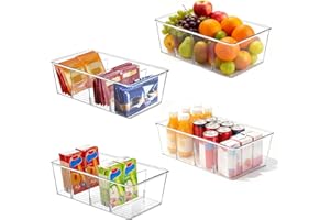 Windfromort 4 organizery do lodówki, organizery do szuflad z 4 przegródkami, możliwość układania w stos, organizery do przechowywania żywności - organizer na torebki herbaty, przekąski, przyprawy
