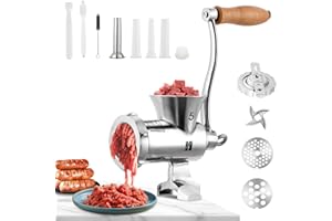 Huanyu Hachoir à viande manuel en acier inoxydable avec poussoir à saucisse et accessoire pour biscuits. Hachoir à viande manuel lavable au lave-vaisselle pour le bœuf, le porc et les légumes (n° 5)