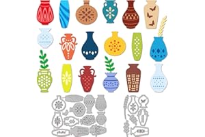 GLOBLELAND 2Set 28Pcs Ceramic Vases Cutting Dies for DIY Scrapbooking Metal Leaves Vases Die Cuts Embossing Stencils Template for Paper Card Making Decoration Album Craft Decor