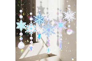 NUYIKASO 6 Pezzi Acchiappasole Cristallo Appeso Scacciapensieri fiocchi di neve Ciondolo Ornamento Sfere per Finestra Casa Giardino Natale Giorno Festa Matrimonio Argento