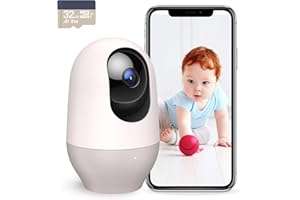 nooie 5G Babyphone mit Kamera und SD-Karte, 2K Babyphone WLAN Haustierkamera, kabellose 360-Grad IP-Kamera, Bewegungsverfolgung, Super IR Nachtsicht, Zwei-Wege-Audio, funktioniert mit Alexa