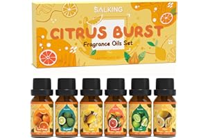 SALKING Oli Essenziali Agrumi per Diffusori 6x10ml, Set di Olio Essenziale Puri per Aromaterapia e Massaggi - Arancia dolce, Bergamotto, Limone, Pompelmo, Lime, Yuzu