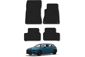 CAR MAT CO Mercedes A-Class (2018+) Car Mats Accessories Tailored Fit Carpet Floor Mats Non Slip Black Trim Full Coverage Compatible Accessory Front Rear Set Anti Slip Granulated Backing Hand-Finished Clips
