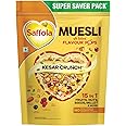 Saffola Muesli Kesar Crunch with Flavour Pops, 700 gm | 15 in 1 Fruit and Nuts, Seeds, Millet & more | Cereals for breakfast rich in wholegrain, protein, fibre