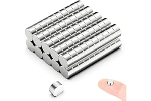 100pz Magneti al Neodimio, GeeRic Φ 6mm*3mm Potenti Magneti in Terre Rare Rotondo Mini Forte Prese Magneti per Frigo, Lavagne, Artigianato, Mappe，Calendario,Casa,Frigoriferi,Scuola,Ufficio Argento