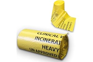 RE-GEN Biohazard Clinical Waste Disposal Sacks Bags (1 Roll, 50 Individual Bags) Size 71x98cm, 90Litre, 12kg Heavy Duty Weight Capacity – UN Certified