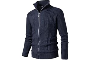 Harbrosrce Uomo Cardigan Giacca Maglia a Cavo Manica Felpa con Zip Caldo Invernale Cappotti Maglione Casual Slim Leggero Pullover