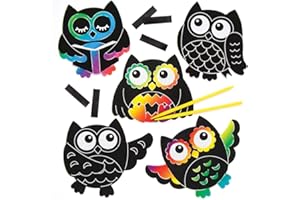 Baker Ross Kratzbild-Magnete „Eule“ für Kinder – perfekt für kreative Bastelarbeiten (10 Stück)