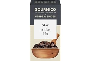 GOURMICO Whole Star Anise Pods, Ideal to Spice Up Soups, Stews & Braising Broths or Partnered with Tea and Fruit Fillings. Suitable for Vegetarians and Vegans, 25g Pack