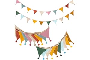 EAEVKPI 2PCS Catena di Gagliardetti, 2,6m Catena di Gagliardetti In Tessuto di Cotone Mussolacon Nappe, Decorazione per Asilo Nido a Ghirlanda da Appendere, per Ragazze E Ragazzi Decorare Lettini Culle Pareti