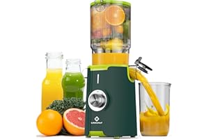 Sans Préparation Extracteur de Jus Vertical, Nettoyage Rapide Extracteur de Jus Lent, 115mm Machine a Jus de Fruit Extracteur Entiers, Facile à installer, LINKChef 1.2L, 200w, Vert