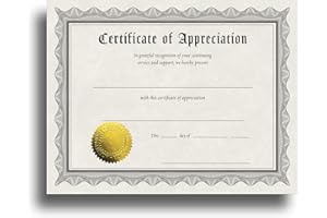 DESKTOP PUBLISHING SUPPLIES Certificate of Appreciation Certificate Paper with Embossed Gold Foil Seals - 30 Pack - Parchment Award Certificates for Students, Teachers, Employees - 8.5" x 11" Inkjet/Laser Printable