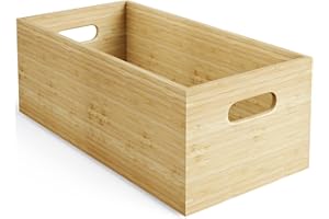 Aufbewahrungsbox & Ordnungsbox L, plastikfrei & umweltfreundliche Box aus 100 % FSC Bambus, stapelbar & robust – Organizer Box für Ordnung in Küche, Büro, Kinderzimmer, Haushalt, Holzbox KD Essentials