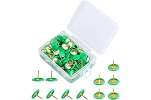 HXMJIED 150 puntine decorative verdi per pollice, testa rotonda, in ottone, con punta in acciaio, per pareti fotografiche, bacheca in sughero, bacheca