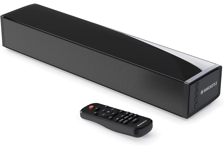 Oakcastle Soundbar for TV | HDMI, ARC, Bluetooth Sound bar Wireless Speaker 60W | 2.0 TV Sound Bar Surround | Optical, AUX, Wall Mountable PC Gaming Soundbar with Remote SB40