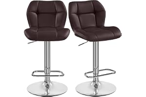 Yaheetech Bar Stools, Set of 2, Height-Adjustable 360° Swivel Bar Stools, Dining Chairs with Backrests and Footrests, Bar Sto