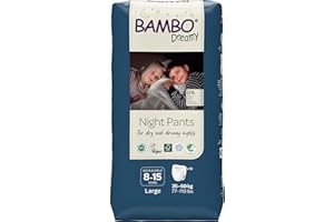 ‎BAMBO NATURE Bambo Dreamy Windelhöschen für die Nacht, Größe Large, (35–50 kg/77–110 Pfund), 10er Packung | Pull-Up-Windeln für Kinder | Ultra-saugfähige Night Pants bei nächtlichem Einnässen
