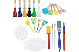 DXPETA Kids Paint Brushes, 22-Piece Toddler Painting Set, Creative Art Supplies for Children Beginners, Safe & Easy-to-Handle Paint Brush Set for Kids Age 3-8, Ideal for Home & School Art Projects