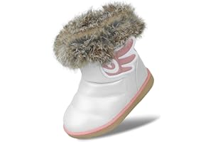 MINBEI Baby Girls Soft Leather Booties Winter Snow Boots Waterproof for Toddler Girls