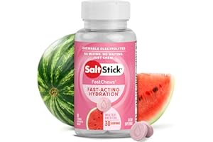 SaltStick FastChews Electrolytes - 60 Chewable Electrolyte Tablets - Salt Tablets for Running, Fast Hydration, Leg Cramps Relief, Sports Recovery - Non-GMO, Vegan, Gluten Free (Watermelon)