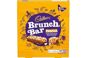 Cadbury Brunch Bar – Lot de 5 flocons d'arachides, d'avoine et de son avec arachides arrosées de miel et de chocolat au lait, lot de 5 x 32 g