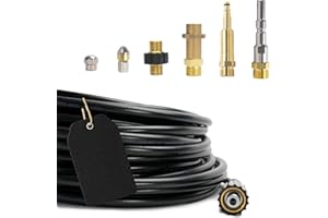 Rohrreinigungsschlauch (7-Teilig) PROFESSIONAL für Kärcher Kränzle NILFISK ALTO WAP HD HDS Anschluss 1/8" AG : M22 x 1,5 IG & Bajonett-Adapter & Adapter KEW & 2x Düsen & Quick Connect (100 Meter)