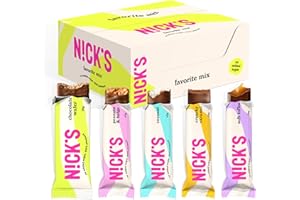N!CK'S NICKS Favorita Mix de Chocolate con Barritas Keto Dieta Snacks Sin Azúcar Añadido Low Carb Caramelos Dulces Sin Gluten (12 x Chocolatinas)