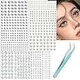 nooepc 660Pcs Self Adhesive Pearl Stickers Rhinestone Stickers with Tweezers 3/4/5/6 mm DIY Colorful Gem Eye Body Face Gems Jewels Embellishment Stickers Sheet Fits for Hair, Makeup, Eye, Nail, Crafts