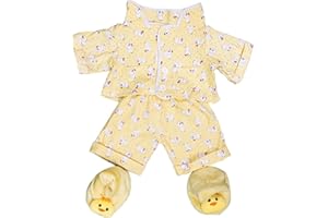 STUFFEMS TOY SHOP Yellow Chicken Pajamas with Slippers Teddy Bear Clothes Outfit Fits Most 8-10 Build-A-Bear, Vermont Teddy Bear, and Make Your Own Stuffed Animals