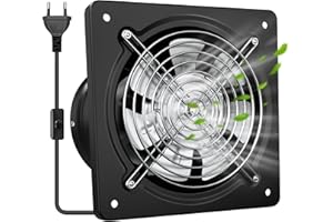 Yrichtra 250mm Abluftventilator 1680m³/h Badlüfter – Leistungsstark, Flüsterleise, Rückstauklappe, Feuchtigkeitsschutz, Optimale Lüftung für Lackierkabinen, Garagen und Küchen – Schwarz