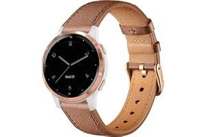 Issinlky äkta läderrem kompatibel Garmin Vivoactive 4S, Garmin Vivoactive 3S, Garmin Venu 2S/Venu 3S, 18mm armband för Fossil