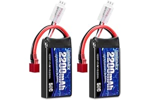 URGENEX 7.4 V 2200 mAh Lipo Battery 50C High Discharge Rate RC Batteries with Deans T Plug Fit for RC Car Truggy, RC Airplane, FPV Drone, UAV Quadcopter and Helicopter