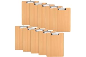 DAELESR 10 Pezzi Portablocco di Legno, Cartellina Rigida con Pinza, Clipboard Menu Board, Appunti Porta-Pad Lavagna da Scrittura, Cartella Portablocco per Scuola Ufficio Cucina Ristoranti (A4)