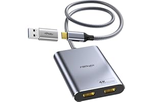 fairikabe USB C und USB 3.0 auf Dual HDMI Splitter Erweitertes Display, Dual Monitor Adapter 4K60Hz für Mac M1 M2 M3, DisplayLink Adapter für Dual Monitore (für MacBook, MacBook Air, MacBook Pro)