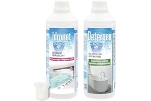 Metacril Detergen 500 ML + Idronet 500 ML, Detergente y desincrustante, Ideal para bañeras de hidromasaje