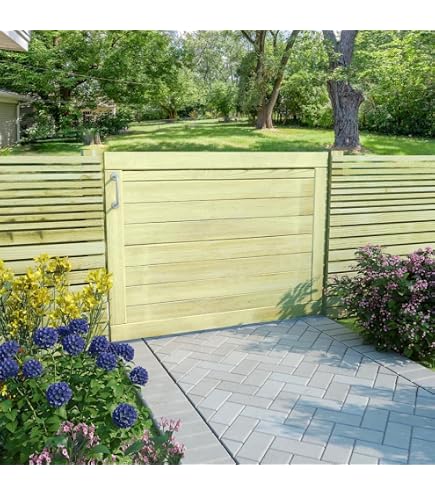 Cancello Giardino In Legno Pino 100x100cm, Recinzione Steccato Verde, Resistente Alle Intemperie, Facile Montaggio