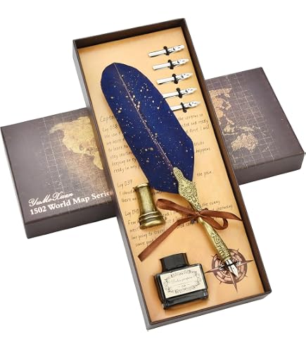 Beginner Calligraphy Kit With Nibs Quill Pen Hethrone Feather & Ink ...