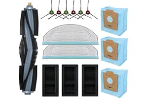Odashen Kit d'accessoires de rechange pour aspirateur Yeedi Cube pour robot aspirateur Yeedi CC, 1 brosse à rouleau, 6 brosses latérales, 3 filtres, 2 serpillères, 3 sacs à poussière