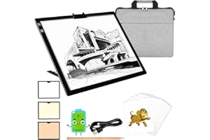 KEIWRLIGHT A3-Lichtbox zum Nachzeichnen, wiederaufladbares Leuchtbrett, 3 Farben, stufenlos, 6 Helligkeitsstufen, Leuchttisch zum Nachzeichnen, verstellbarer Stand-Lichtbrett für Diamantmalerei