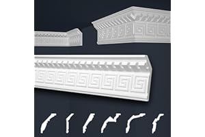 MARBET DESIGN Modanature per soffitti Marbet in polistirolo EPS bianco - modanature a stucco con disegno tradizionale - (2 metri B-25) modanature in polistirolo profili decorativi a stucco