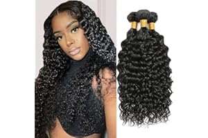 Vallbest Wet and Wavy Bundles 100% Unprocessed Brazilian Virgin Hair (18 20 22 Inch) 10A Water Curly 3 Bundles Hair Human Hair Extensions for Black Women Natural Color