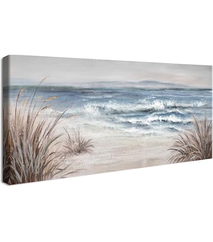 1art1 Poster Su Tela Spiaggia Cala Comte, Ibiza - Quadro Panoramico 120x20 Cm - Stampa Artistica Su Tela Con Telaio, Made In Europe