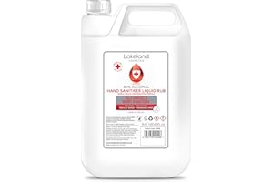 LAKELAND COSMETICS 80% Alcohol Hand Sanitiser Liquid Rub - 5L Litre - Kills 99% Bacteria, Germs - Sanitizer (Single)