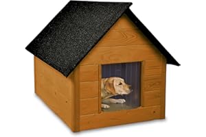 AMAZINGGIRL Hundehütte Outdoor Hundehöhle - 89 x 55 x 60 cm mittelgroße große Hunde Hundehaus Winterfest isoliert aus Holz