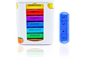 ALL4US® - Portapillole Settimanale Italiano a 28 Scomparti – Organizer Verticale per Pillole Giornaliero Grande, Porta Pillole da Viaggio con 4 scomparti per giorno (BIANCO)