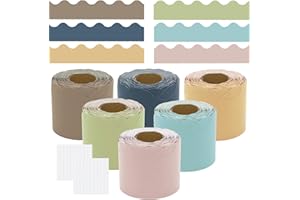 Acidea 196.8 ft Colorful Classroom Borders for Bulletin Board, 6 Rolls Pastel Board Border Scalloped Trim Boards decor, Advanced Grey