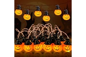 COSMETI Halloween Pumpkin String Lights, 9.8ft 20 LED Halloween Pumpkin Lights, 8 Modes Pumpkin String Lights Battery Operated, Waterproof Halloween Decoration Lights for Party Indoor Outdoor Home Festival